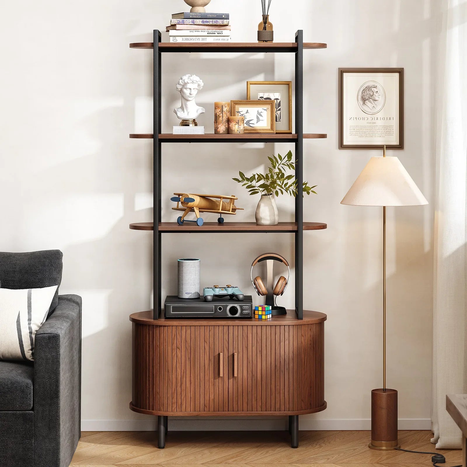 Stylish Tall Bookshelf with Storage