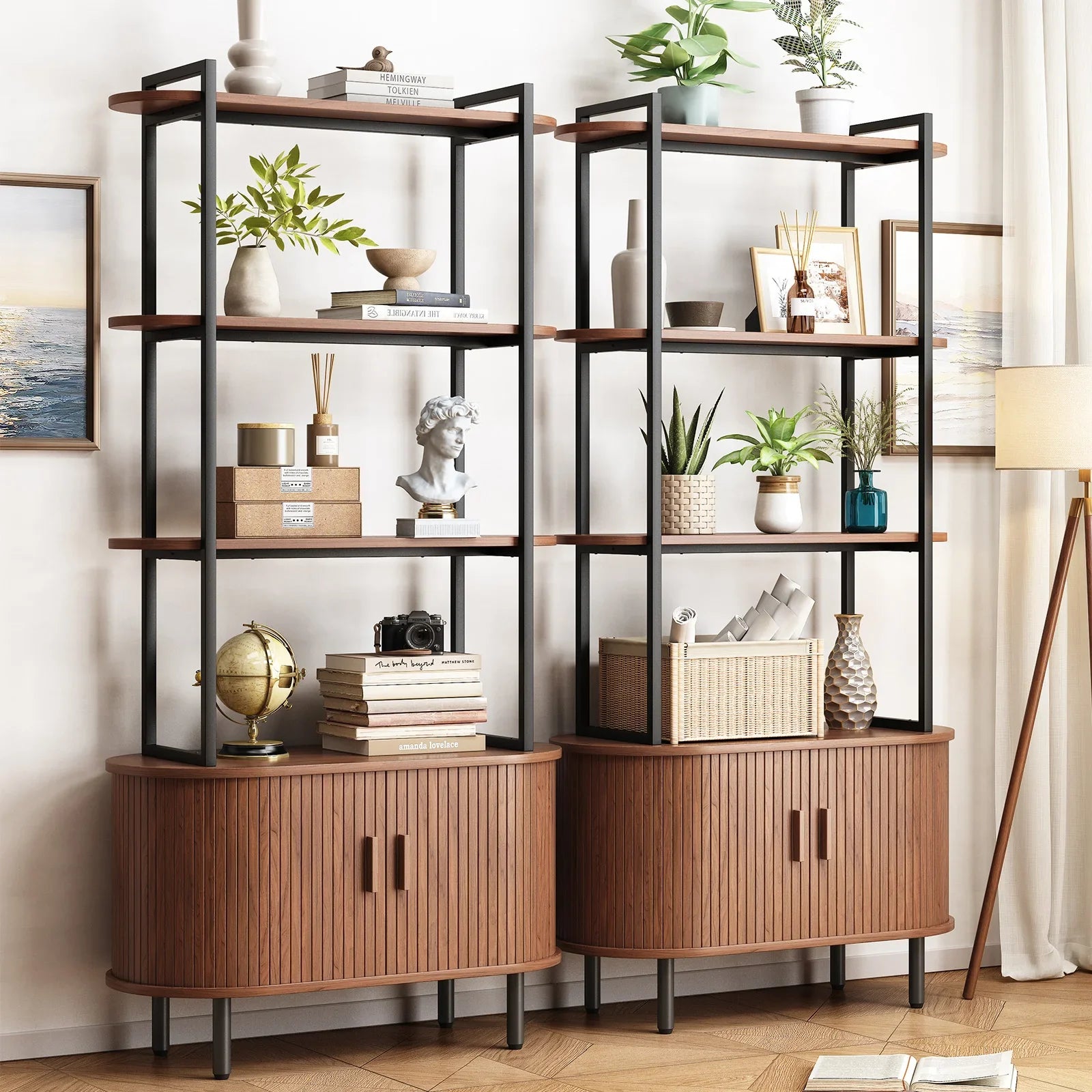 Stylish Tall Bookshelf with Storage