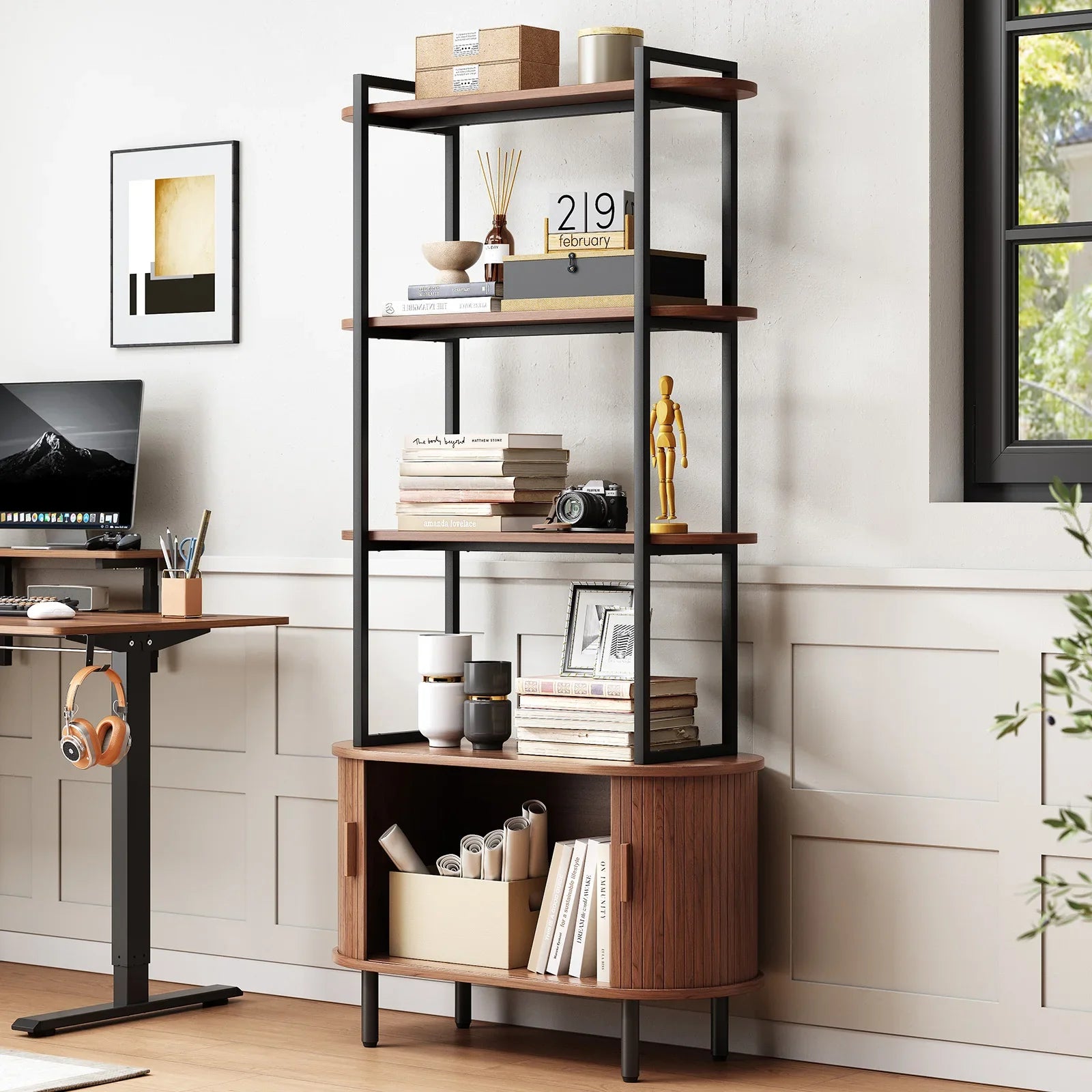 Stylish Tall Bookshelf with Storage